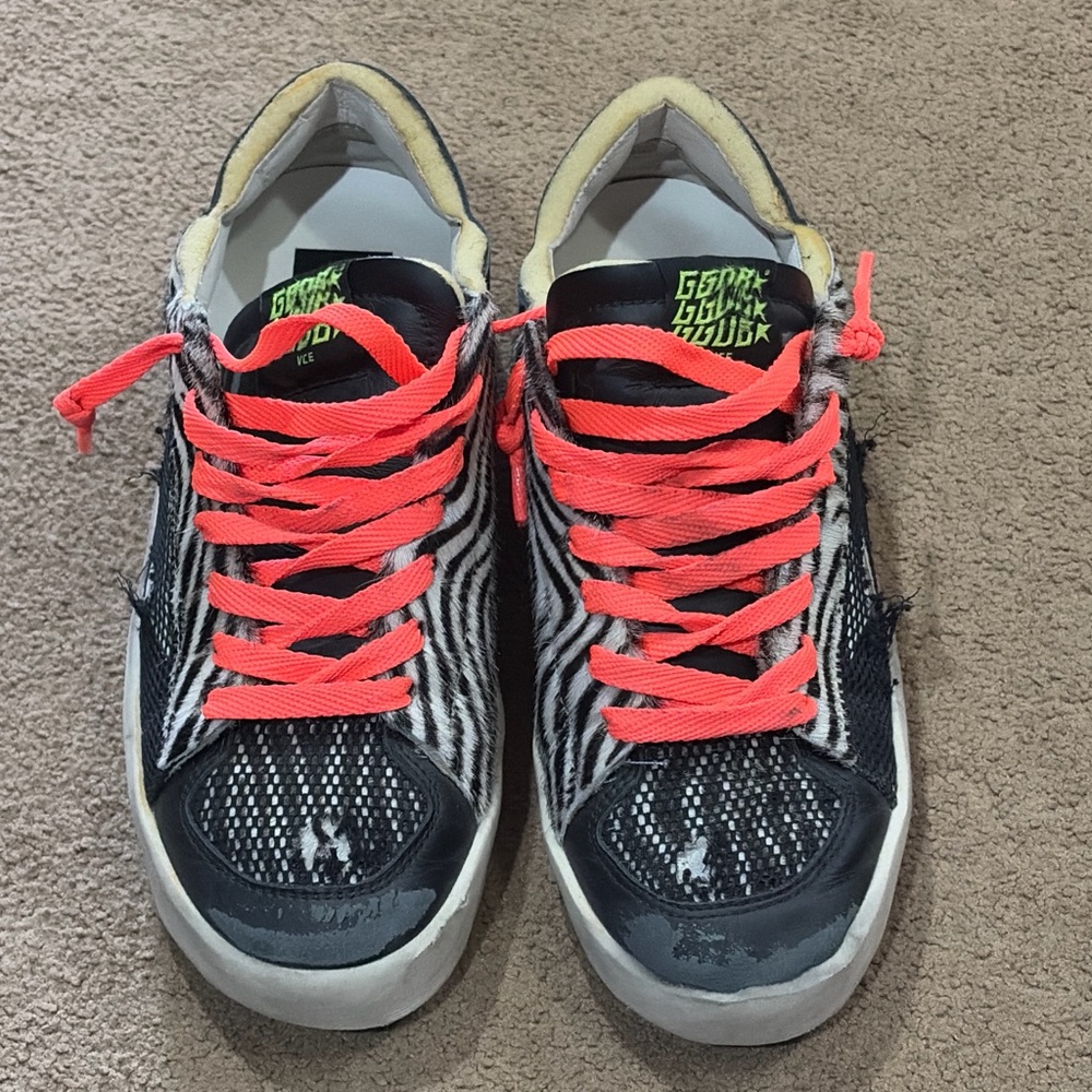 Authentic Golden Goose Black and White Pony Hair Zebra Stardan sneaker